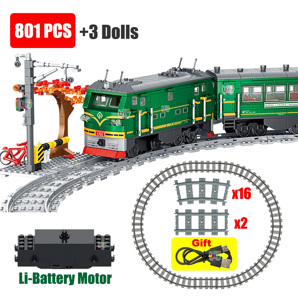 Lego Set City - Techniczny Retro Zielony Pociąg Parowy Samochód