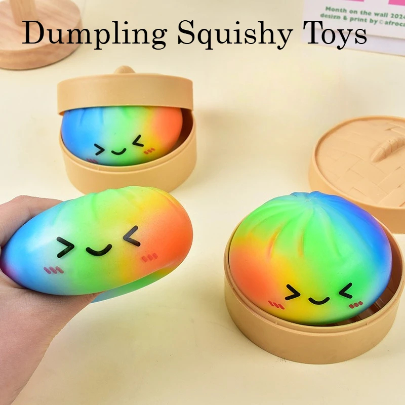 Kids Toys Dumplings - Tęczowy Dumpling Squishy - zabawka antystresowa