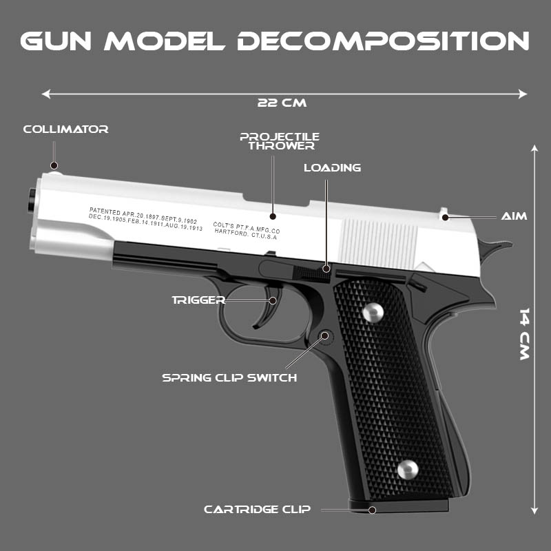 M1911 Colt Zabawkowy Pistolet, – Catapult Launcher Toy recenzja i cena